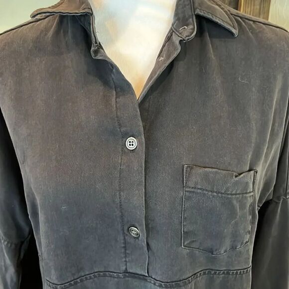 FIG Metro Black Long Sleeve 1/4 Button -Up Tunic, size S - Picture 2 of 11